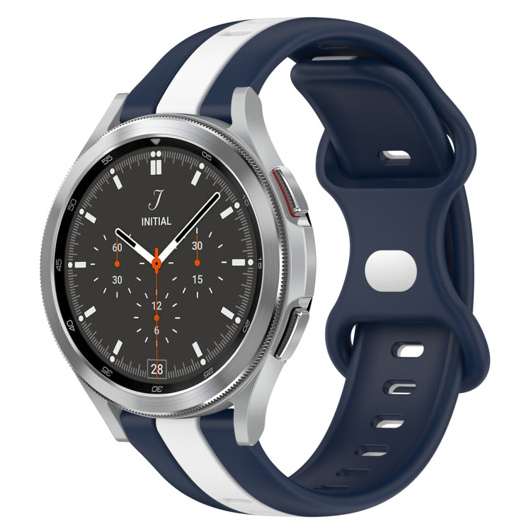 20mm Butterfly Buckle Two-Color Silicone Watch Band, For Samsung Galaxy Watch 4 Classic 46mm, For Samsung Galaxy Watch Active 2 40mm