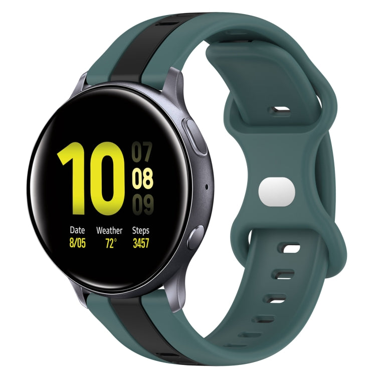 20mm Butterfly Buckle Two-Color Silicone Watch Band, For Samsung Galaxy Watch 4 Classic 46mm, For Samsung Galaxy Watch Active 2 40mm