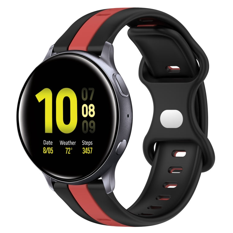 20mm Butterfly Buckle Two-Color Silicone Watch Band, For Samsung Galaxy Watch 4 Classic 46mm, For Samsung Galaxy Watch Active 2 40mm