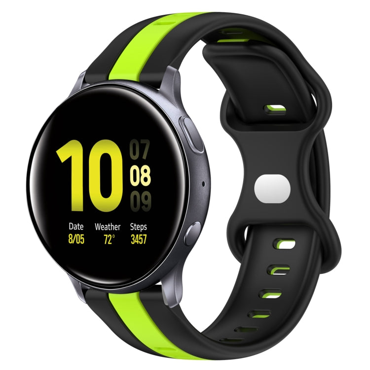 20mm Butterfly Buckle Two-Color Silicone Watch Band, For Samsung Galaxy Watch 4 Classic 46mm, For Samsung Galaxy Watch Active 2 40mm