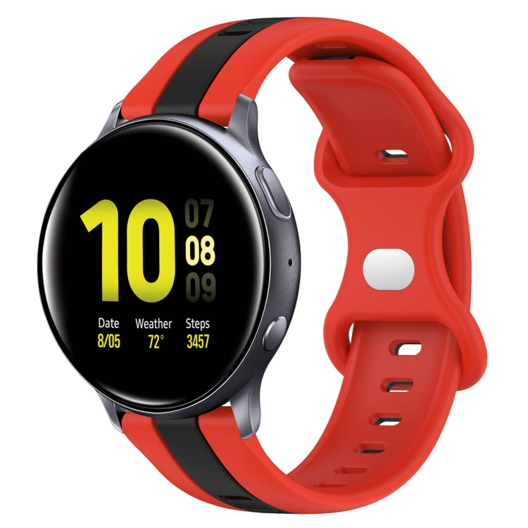 20mm Butterfly Buckle Two-Color Silicone Watch Band, For Samsung Galaxy Watch 4 Classic 46mm, For Samsung Galaxy Watch Active 2 40mm