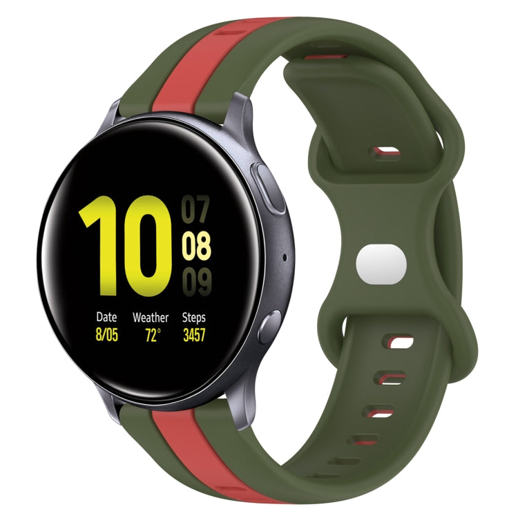 20mm Butterfly Buckle Two-Color Silicone Watch Band, For Samsung Galaxy Watch 4 Classic 46mm, For Samsung Galaxy Watch Active 2 40mm