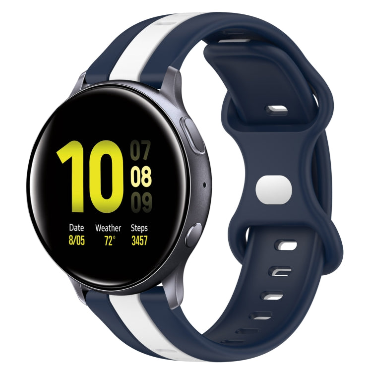 20mm Butterfly Buckle Two-Color Silicone Watch Band, For Samsung Galaxy Watch 4 Classic 46mm, For Samsung Galaxy Watch Active 2 40mm