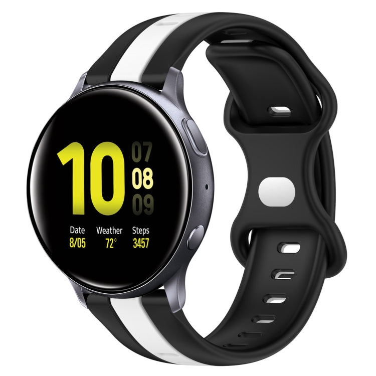 20mm Butterfly Buckle Two-Color Silicone Watch Band, For Samsung Galaxy Watch Active 2 44mm, For Samsung Galaxy Watch 42mm