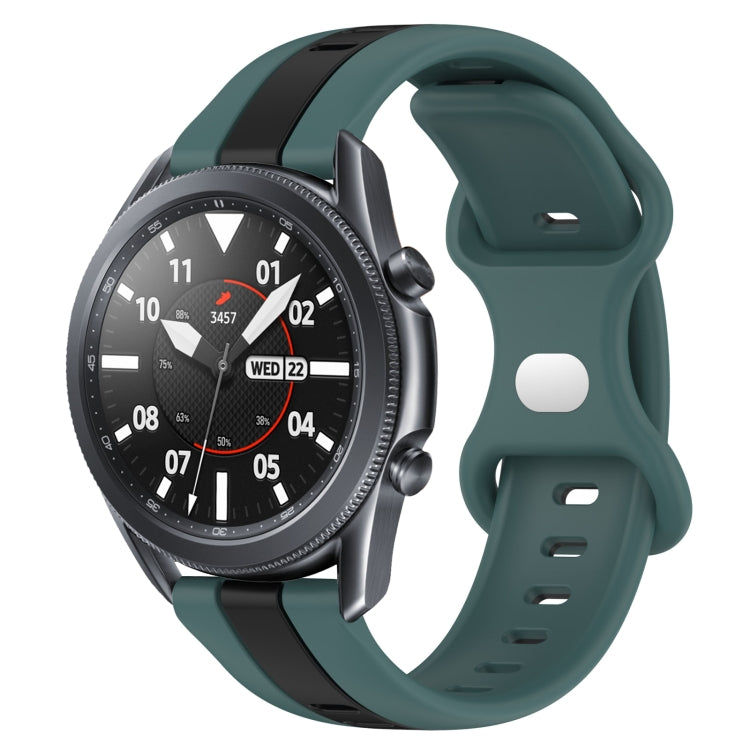 22mm Butterfly Buckle Two-Color Silicone Watch Band, For Samsung Galaxy Watch3 45mm, For Samsung Galaxy Watch 46mm