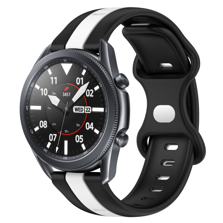 22mm Butterfly Buckle Two-Color Silicone Watch Band, For Samsung Galaxy Watch3 45mm, For Samsung Galaxy Watch 46mm