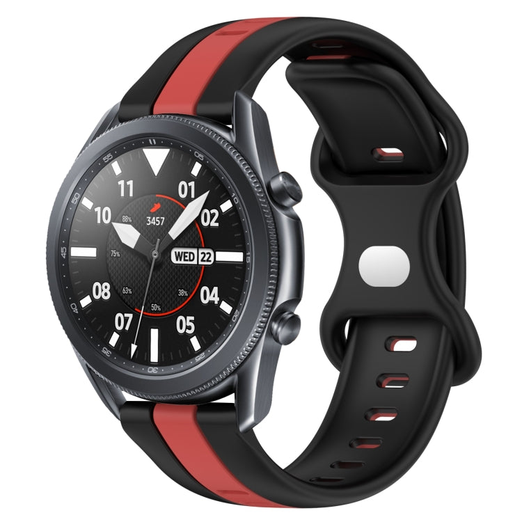 22mm Butterfly Buckle Two-Color Silicone Watch Band, For Samsung Galaxy Watch3 45mm, For Samsung Galaxy Watch 46mm