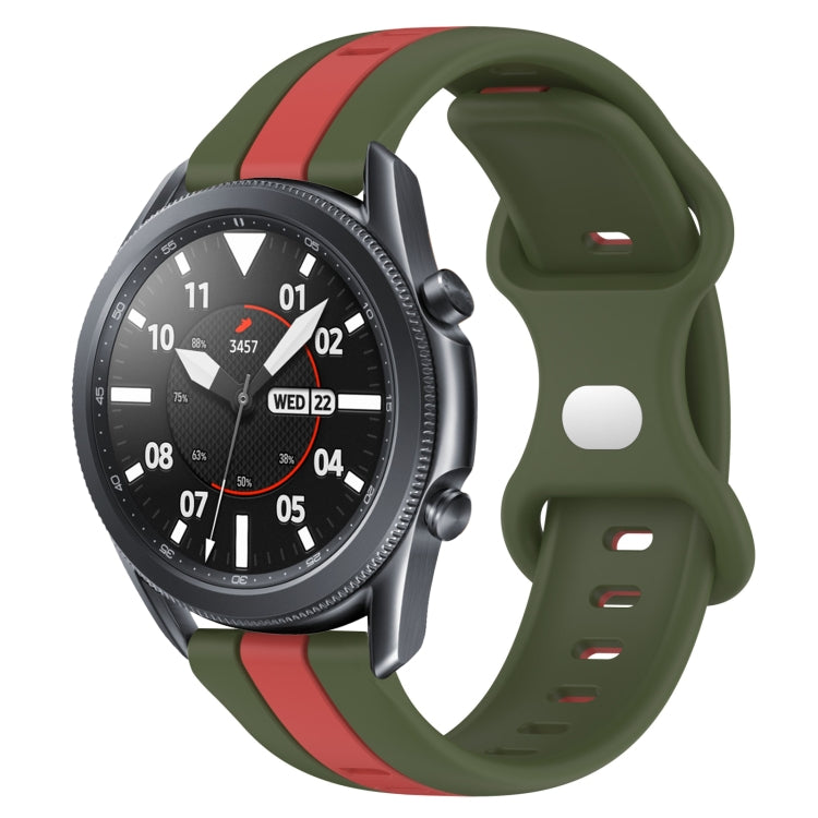 22mm Butterfly Buckle Two-Color Silicone Watch Band, For Samsung Galaxy Watch3 45mm, For Samsung Galaxy Watch 46mm