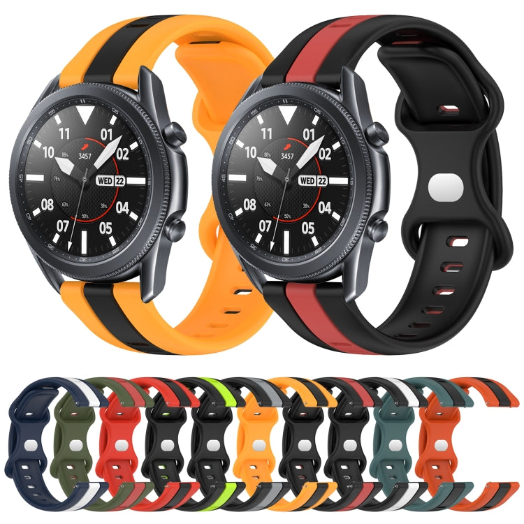 22mm Butterfly Buckle Two-Color Silicone Watch Band, For Samsung Galaxy Watch3 45mm, For Samsung Galaxy Watch 46mm