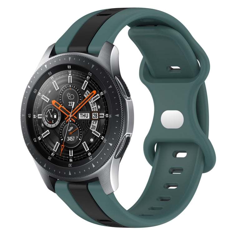 22mm Butterfly Buckle Two-Color Silicone Watch Band, For Samsung Galaxy Watch3 45mm, For Samsung Galaxy Watch 46mm