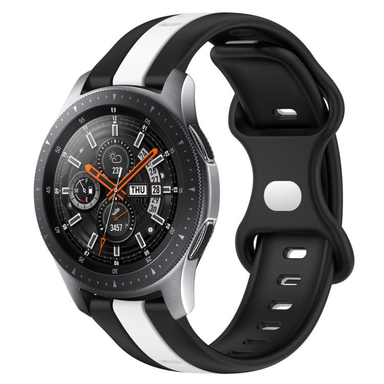 22mm Butterfly Buckle Two-Color Silicone Watch Band, For Samsung Galaxy Watch3 45mm, For Samsung Galaxy Watch 46mm