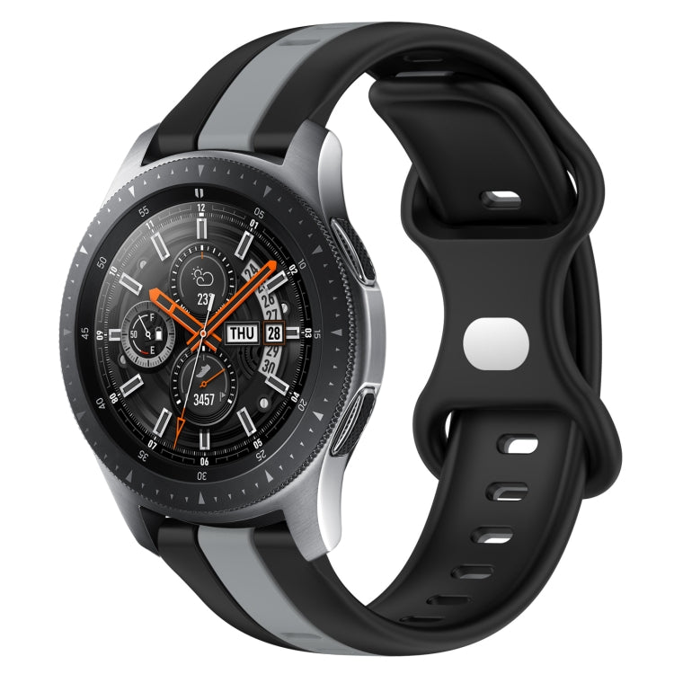 22mm Butterfly Buckle Two-Color Silicone Watch Band, For Samsung Galaxy Watch3 45mm, For Samsung Galaxy Watch 46mm