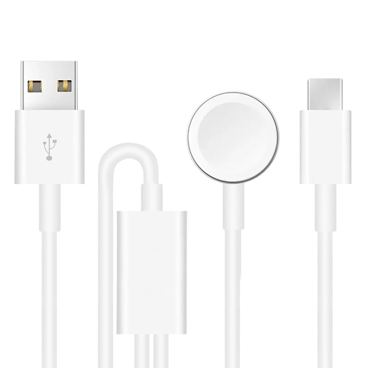 For Apple Watch Series & Phone with Type-C Port 2 in 1 USB Magnetic Charging Cable 3.93ft/1.2m, DS-XB014