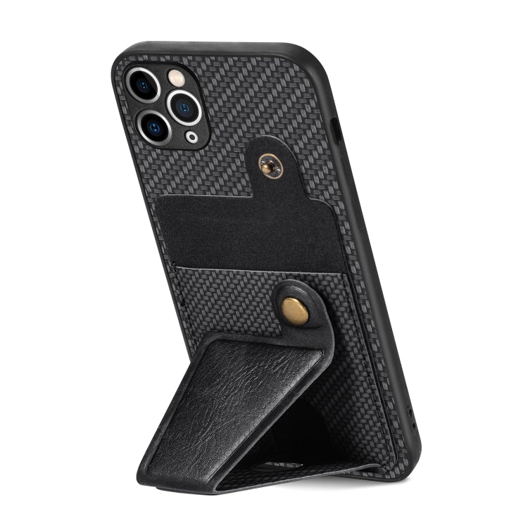 Carbon Fiber Wallet Flip Card K-shaped Holder Phone Case, For iPhone 11 Pro, For iPhone 11 Pro Max, For iPhone 12 mini, For iPhone 12