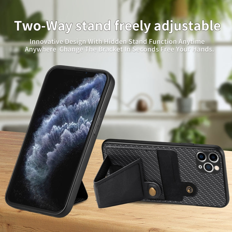 Carbon Fiber Wallet Flip Card K-shaped Holder Phone Case, For iPhone 11 Pro, For iPhone 11 Pro Max, For iPhone 12 mini, For iPhone 12