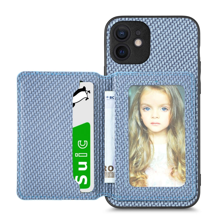 Carbon Fiber Magnetic Card Bag Phone Case, For iPhone 11, For iPhone 11 Pro, For iPhone 11 Pro Max, For iPhone X / XS