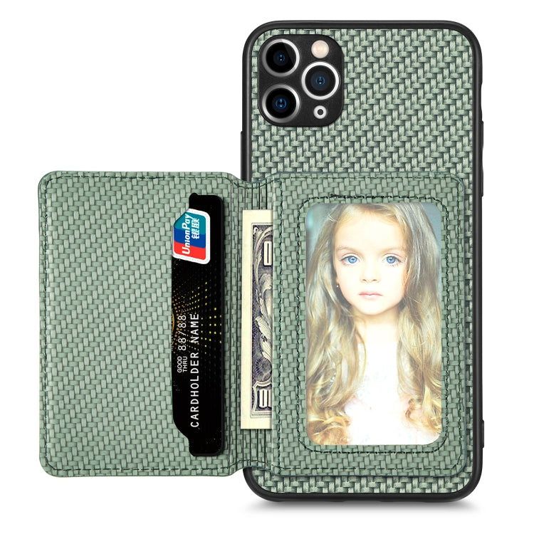 Carbon Fiber Magnetic Card Bag Phone Case, For iPhone 11, For iPhone 11 Pro, For iPhone 11 Pro Max, For iPhone X / XS