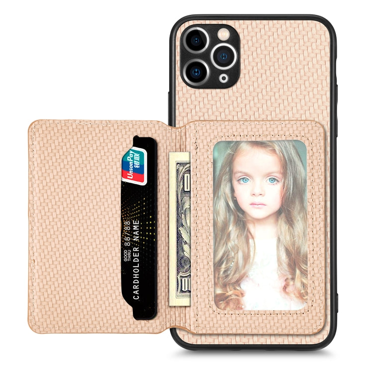 Carbon Fiber Magnetic Card Bag Phone Case, For iPhone 11, For iPhone 11 Pro, For iPhone 11 Pro Max, For iPhone X / XS