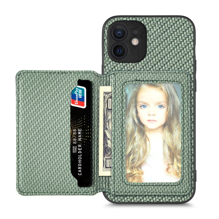 Carbon Fiber Magnetic Card Bag Phone Case, For iPhone 11, For iPhone 11 Pro, For iPhone 11 Pro Max, For iPhone X / XS