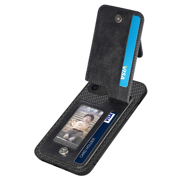 Carbon Fiber Vertical Flip Zipper Phone Case