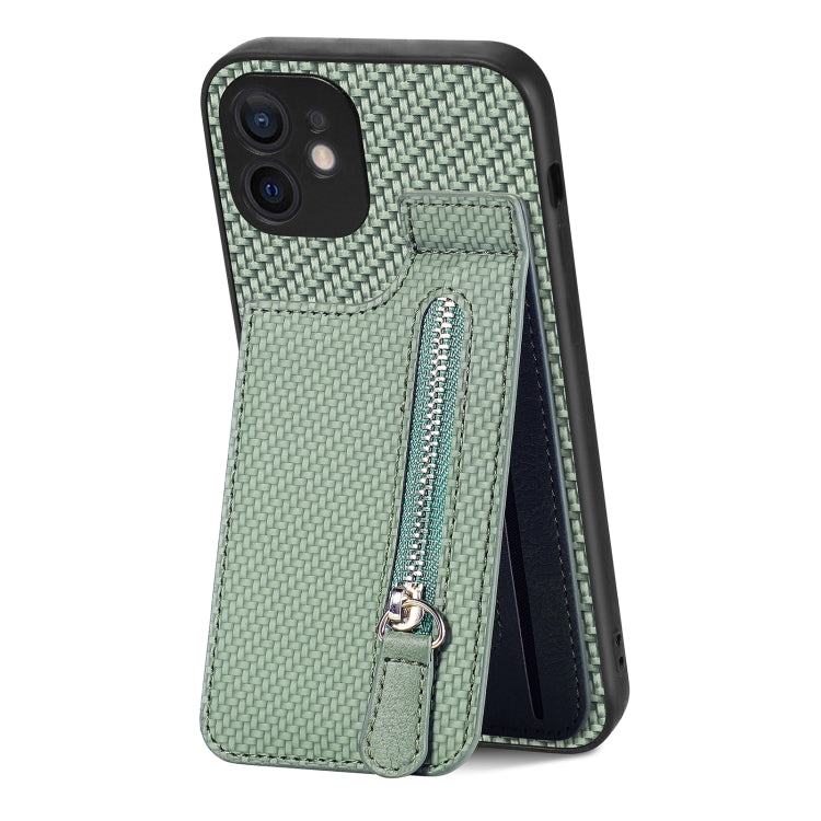 Carbon Fiber Vertical Flip Zipper Phone Case