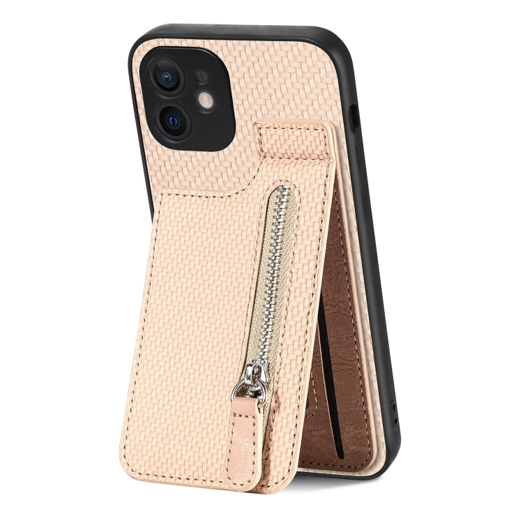 Carbon Fiber Vertical Flip Zipper Phone Case