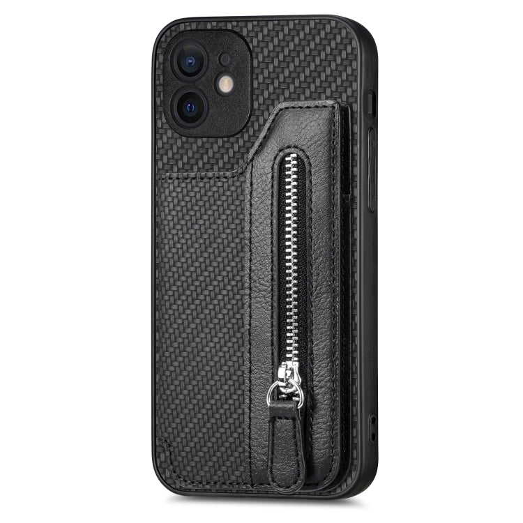 Carbon Fiber Horizontal Flip Zipper Wallet Phone Case, For iPhone 11, For iPhone 11 Pro, For iPhone 11 Pro Max, For iPhone X / XS
