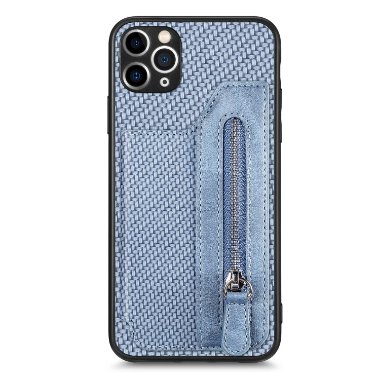 Carbon Fiber Horizontal Flip Zipper Wallet Phone Case, For iPhone 11, For iPhone 11 Pro, For iPhone 11 Pro Max, For iPhone X / XS
