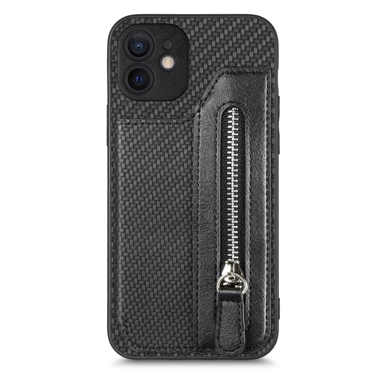 Carbon Fiber Horizontal Flip Zipper Wallet Phone Case, For iPhone 11, For iPhone 11 Pro, For iPhone 11 Pro Max, For iPhone X / XS