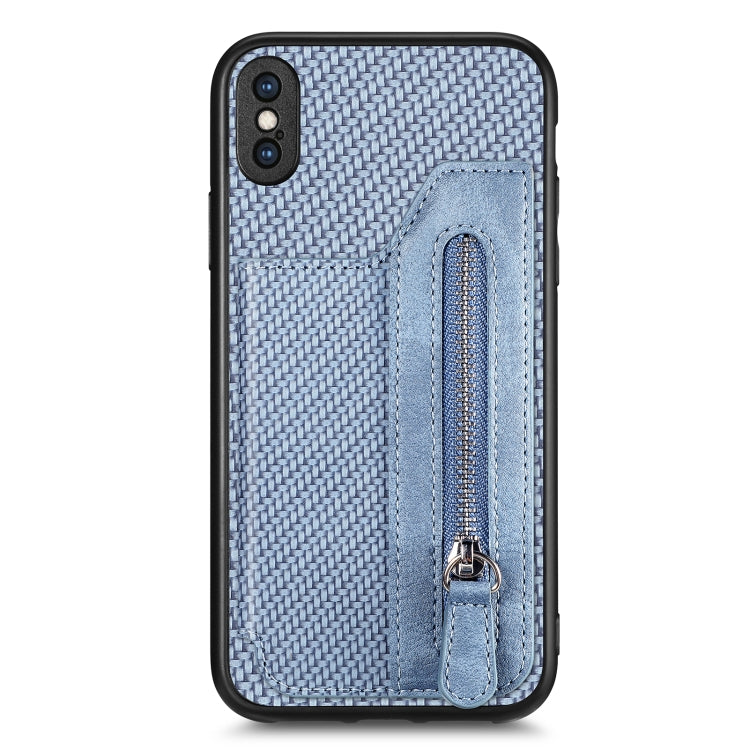 Carbon Fiber Horizontal Flip Zipper Wallet Phone Case, For iPhone 11, For iPhone 11 Pro, For iPhone 11 Pro Max, For iPhone X / XS