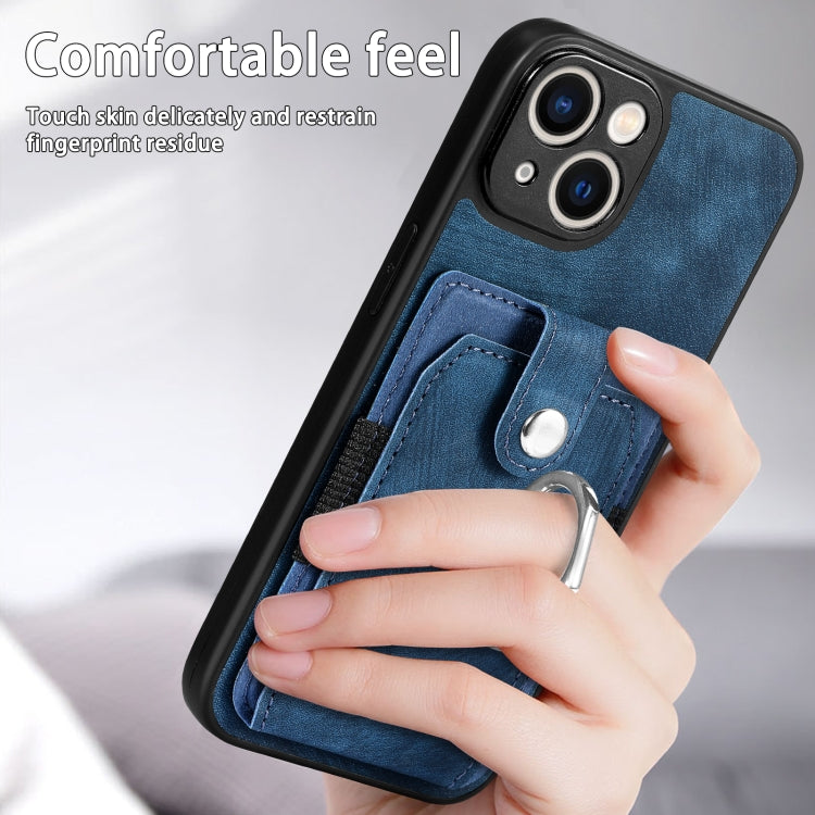 Retro Skin-feel Ring Card Wallet Phone Case