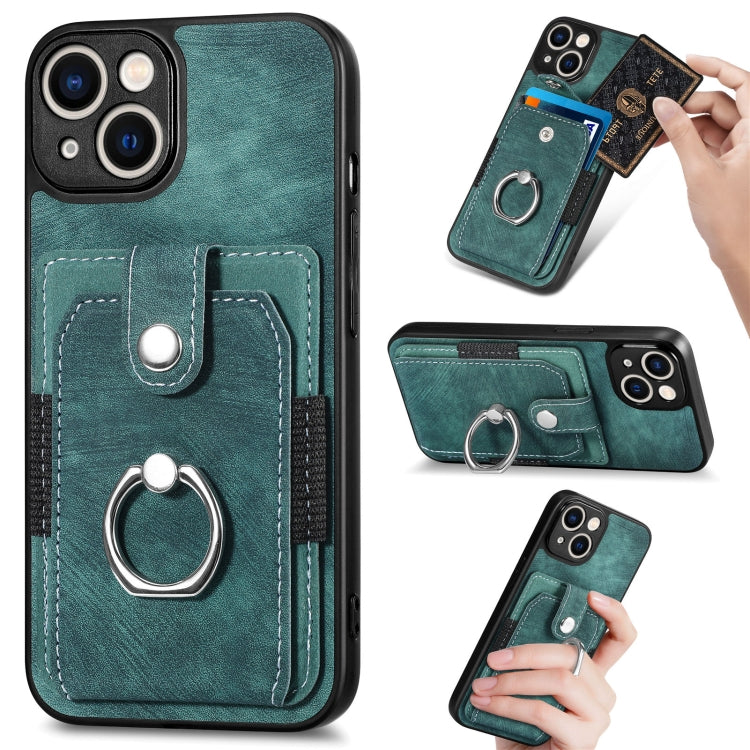 Retro Skin-feel Ring Card Wallet Phone Case