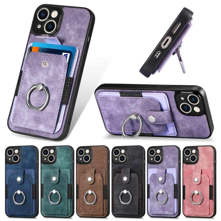 Retro Skin-feel Ring Card Wallet Phone Case