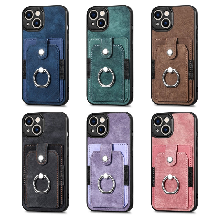 Retro Skin-feel Ring Card Wallet Phone Case