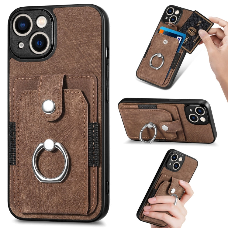 Retro Skin-feel Ring Card Wallet Phone Case