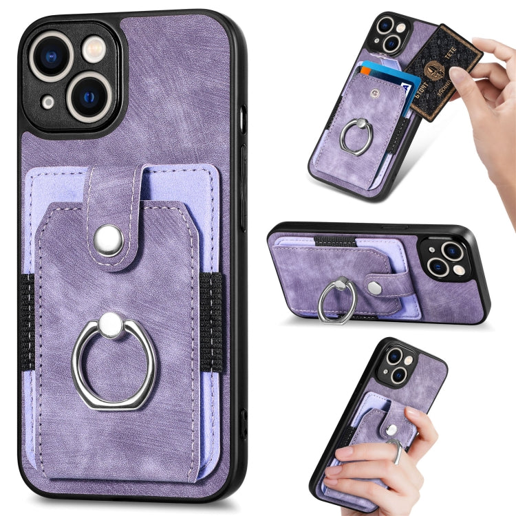 Retro Skin-feel Ring Card Wallet Phone Case