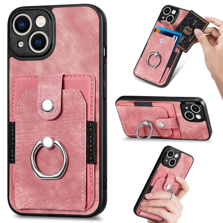 Retro Skin-feel Ring Card Wallet Phone Case