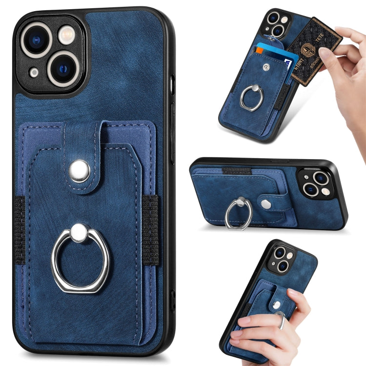 Retro Skin-feel Ring Card Wallet Phone Case