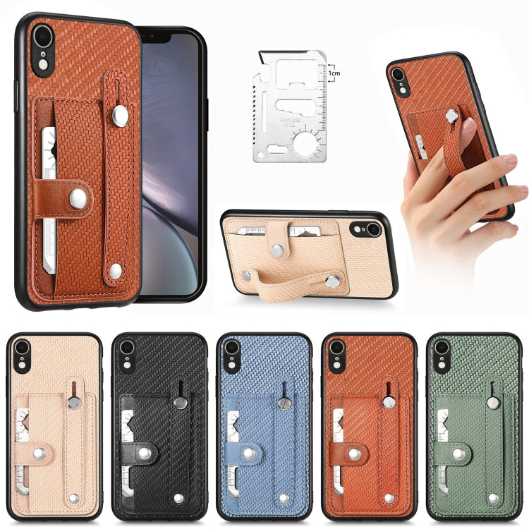 Wristband Kickstand Card Wallet Back Cover Phone Case with Tool Knife