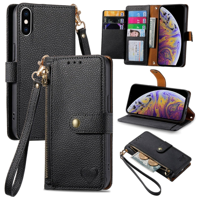 Love Zipper Lanyard Leather Phone Case