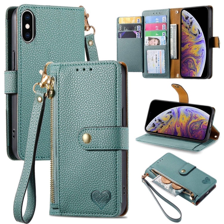 Love Zipper Lanyard Leather Phone Case