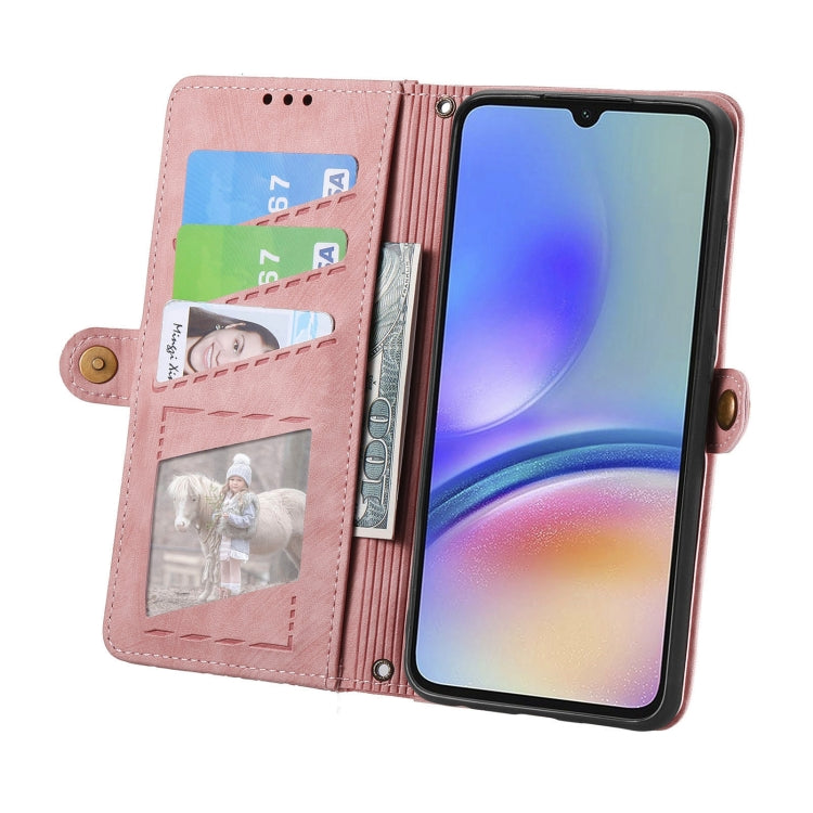 Geometric Zipper Wallet Side Buckle Leather Phone Case