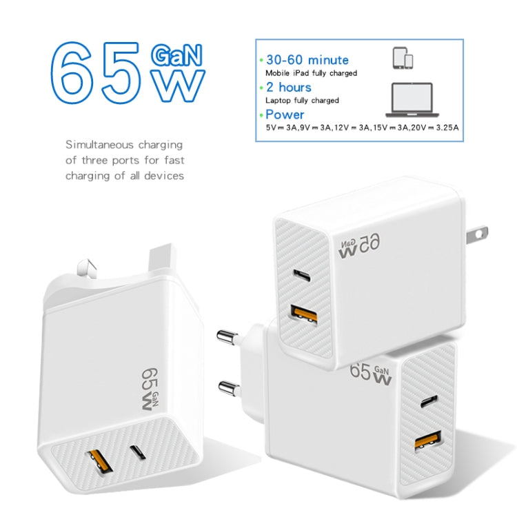 GaN PD48W Type-C PD3.0 + USB3.0 Notebook Adapter for MacBook Series ,EU Plug, EU Plug