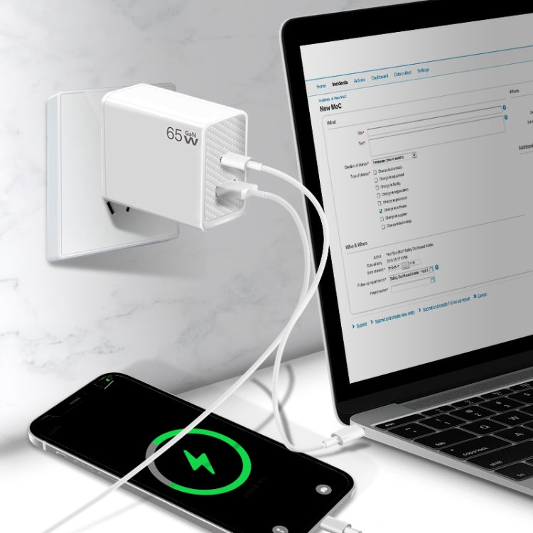 GaN PD48W Type-C PD3.0 + USB3.0 Notebook Adapter for MacBook Series ,EU Plug, EU Plug