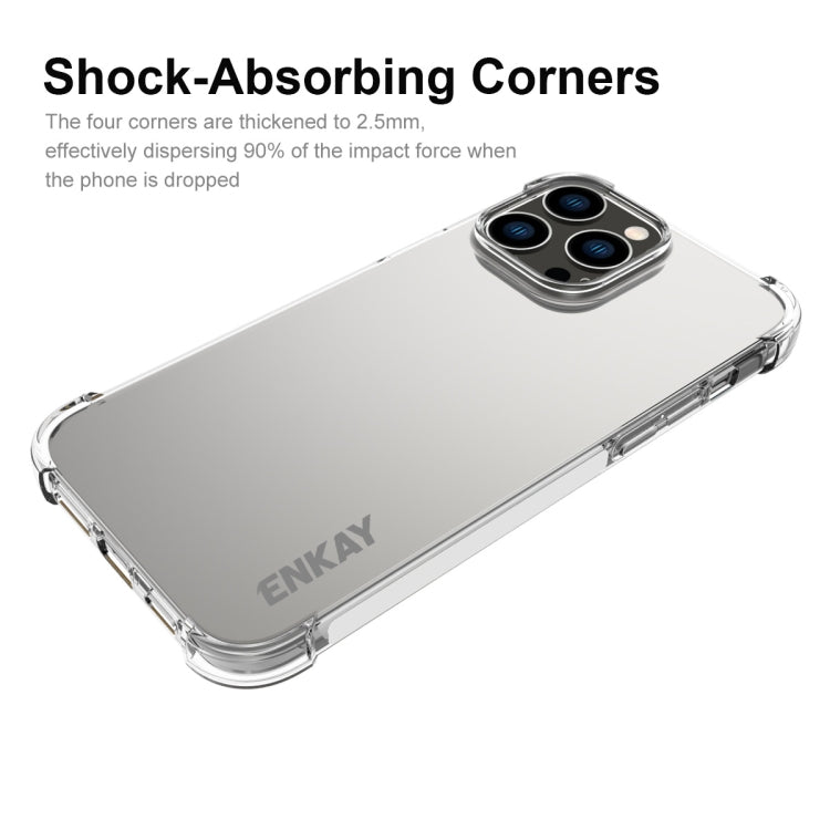 ENKAY Transparent TPU Shockproof Phone Case with Glass Film, For iPhone 15 Pro Max, For iPhone 14 Plus, For iPhone 15 Pro, For iPhone 14, For iPhone 14 Pro, For iPhone 15 Plus, For iPhone 14 Pro Max, For iPhone 15