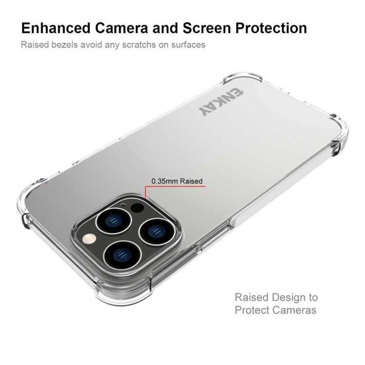 ENKAY Transparent TPU Shockproof Phone Case with Glass Film, For iPhone 15 Pro Max, For iPhone 14 Plus, For iPhone 15 Pro, For iPhone 14, For iPhone 14 Pro, For iPhone 15 Plus, For iPhone 14 Pro Max, For iPhone 15