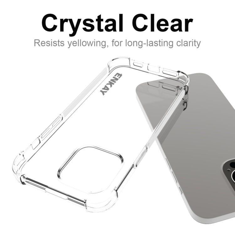 ENKAY Transparent TPU Shockproof Phone Case with Glass Film, For iPhone 15 Pro Max, For iPhone 14 Plus, For iPhone 15 Pro, For iPhone 14, For iPhone 14 Pro, For iPhone 15 Plus, For iPhone 14 Pro Max, For iPhone 15