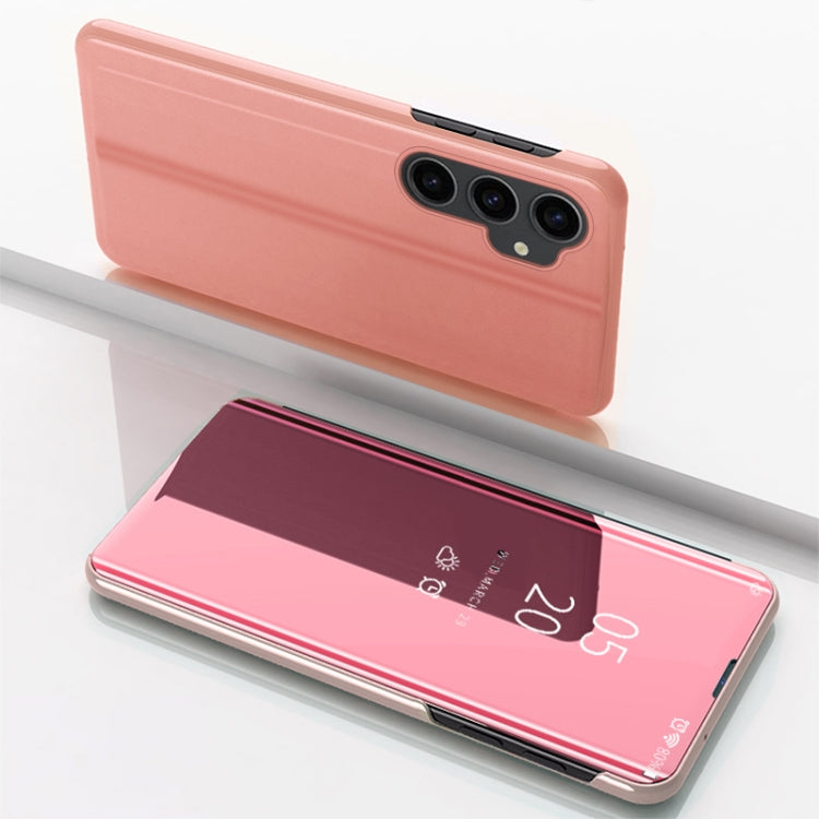 Plated Mirror Horizontal Flip Leather Phone Case with Holder