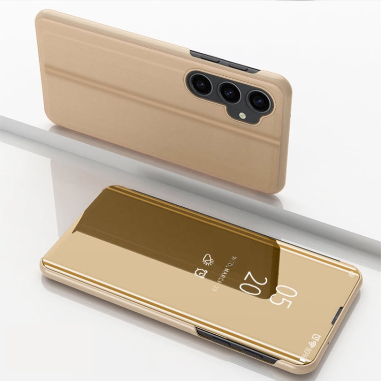 Plated Mirror Horizontal Flip Leather Phone Case with Holder