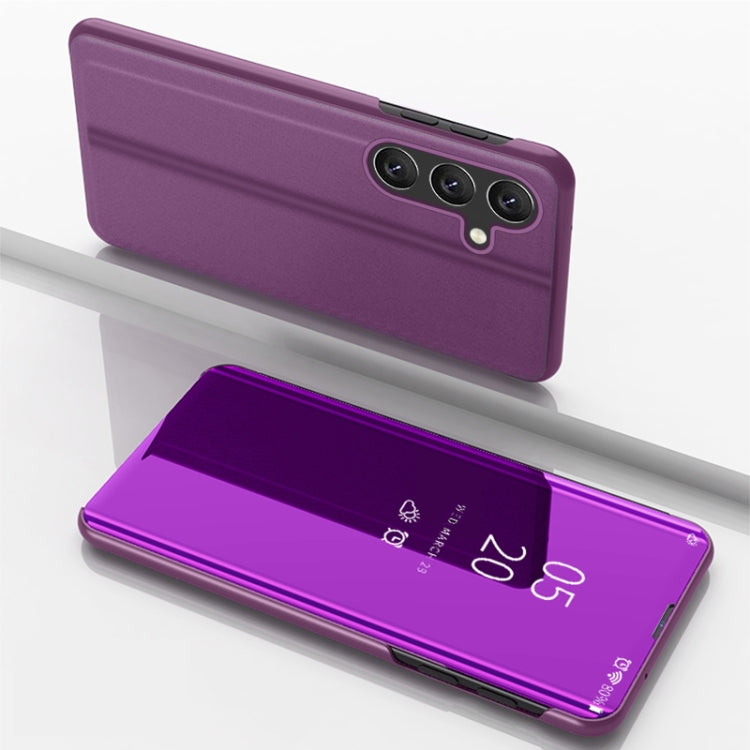 Plated Mirror Horizontal Flip Leather Phone Case with Holder